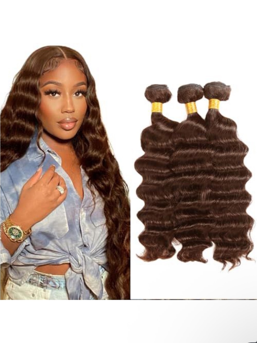 Wavy Human Hair Extensions - Dark Brown